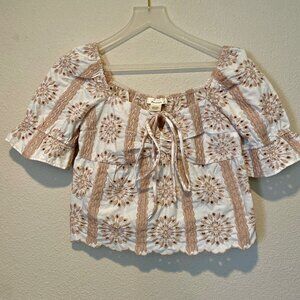 Urban Romantics Pink White Eyelet Babydoll Coquette Top XS